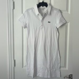 Lacoste Short Sleeve Slim Fit Stretch Pique Polo Dress White Size M